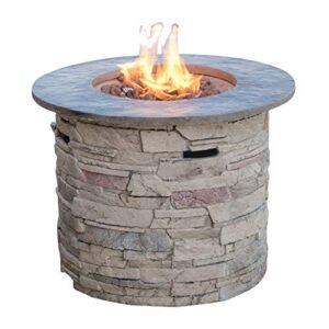 great deal furniture rogers propane fire pit round 32" with grey top - 40,000 btu