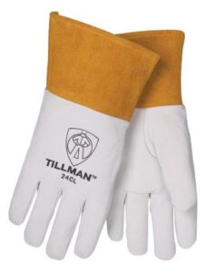 tillman medium pearl top grain kidskin unlined premium grade tig welders gloves with straight thumb, 4" cuff and kevlar lock stitching