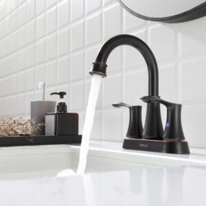 PARLOS 2-Handle Bathroom Sink Faucet High Arc Swivel Spout with Metal Drain Assembly and Faucet Supply Lines, Oil Rubbed Bronze, Demeter 13628