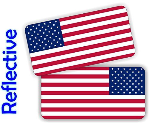 (Pair) REFLECTIVE American Flags Hard Hat Stickers | Flag Motorcycle Helmet Decals | Vinyl Labels Toolbox Lunchbox Old Glory Laptop Notebook Patriotic