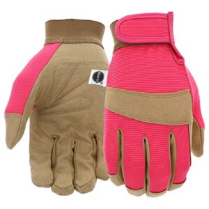 miracle-gro mg86205 general utility gloves – [small/medium], synthetic leather padded palm gloves, spandex back, adjustable hook and loop wrist