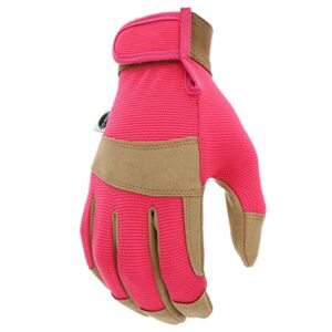 Miracle-Gro MG86205 General Utility Gloves – [Small/Medium], Synthetic Leather Padded Palm Gloves, Spandex Back, Adjustable Hook and Loop Wrist