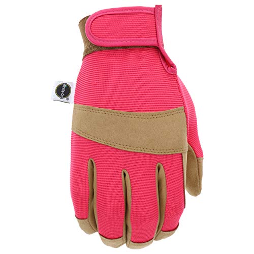 Miracle-Gro MG86205 General Utility Gloves – [Small/Medium], Synthetic Leather Padded Palm Gloves, Spandex Back, Adjustable Hook and Loop Wrist