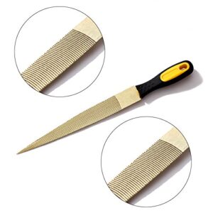 NKTM Needle File Set Wood Files for Wood Working Files Tools Golden Tapered Wood Rasp File with Rubber Handle in Gift Bag for Carving 2 Pack (8 * 10 inch)