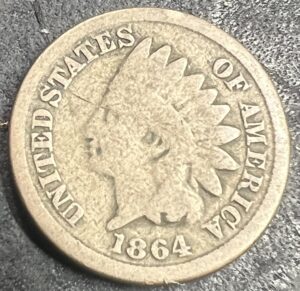 1864 p indian head penny cent seller good