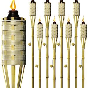 Matney Bamboo Torches for Outside Mosquitos Repellent - Includes Metal Oil Canisters with Snuffer Covers - Mosquito Torches Outdoor - Great for Outdoor Decorating & Parties, XL 60 Inches (8 Pack)