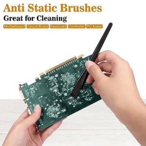 Small Portable Nylon Anti Static Brushes Electronics Computer Keyboard Laptop Cleaning Brush Kit (Black, Set of 8)