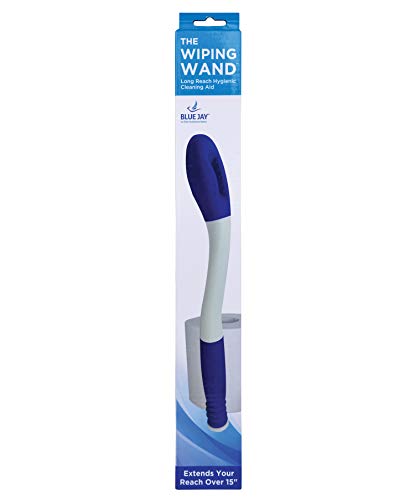 Blue Jay An Elite Healthcare Brand The Wiping Wand Toileting Aid Easy to Use for the elderly/disabled People | 15 inch Long Reach Hygienic Cleaning Aid with Grips Toilet Paper or Pre-Moistened Wipes