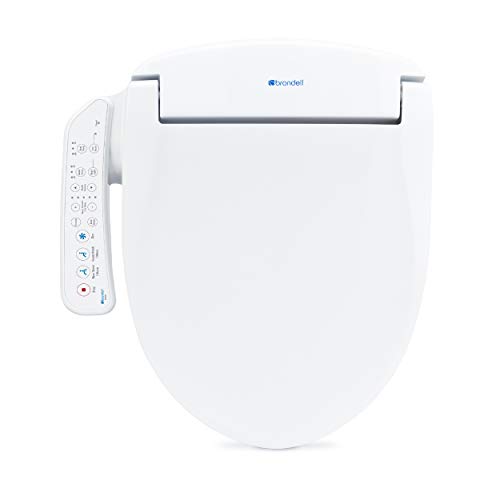 Brondell SE400-RW Swash SE400 Electric Bidet Toilet Heated Seat, Oscillating Stainless Steel Nozzle, Warm Air Dryer, Night Light, Gentle Close Lid, White Side Arm Control, Round