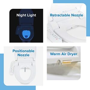 Brondell SE400-RW Swash SE400 Electric Bidet Toilet Heated Seat, Oscillating Stainless Steel Nozzle, Warm Air Dryer, Night Light, Gentle Close Lid, White Side Arm Control, Round