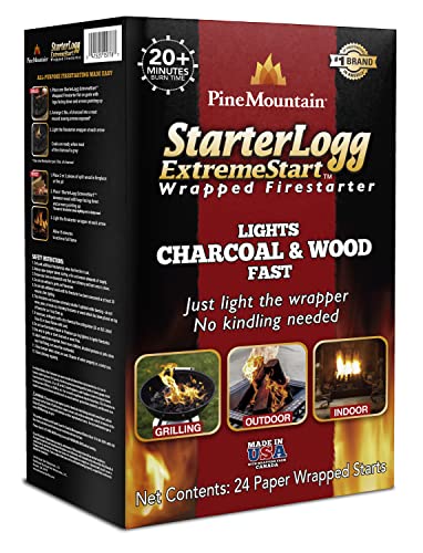 Pine Mountain ES 24CT ExtremeStart Wrapped Starters, 24 Starts Firestarter Log for Campfire, Fireplace, Wood Stove, Fire Pit, Indoor and Outdoor Use, Piece