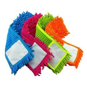 set of 4 microfiber dust mop refills with finger-like projections - 14x4 inches reusable mop pad refills for hardwood, tile, and laminate floors