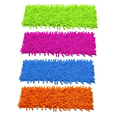 Set of 4 Microfiber Dust Mop Refills with Finger-Like Projections - 14x4 Inches Reusable Mop Pad Refills for Hardwood, Tile, and Laminate Floors