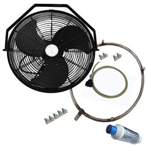 misting fan - patio mist fan - outdoor mist fan - for residential, commercial, restaurant and industrial misting application (18 inch black fan)