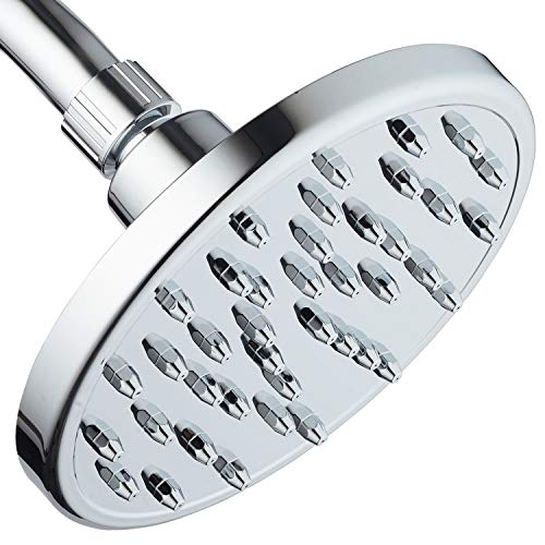 MegaRain Rainfall High Pressure 6 inch Shower Head by AquaSpa - Angle Adjustable Solid Brass Ball Joint - 40 Jets - Full Chrome Finish - Excellent Performance at High or Low Water Pressure