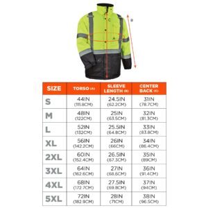 High Visibility Reflective Winter Safety Jacket, Insulated Parka, ANSI Compliant, Ergodyne GloWear 8384,X-Large,Lime