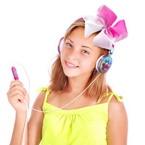 JoJo Siwa Bow Fashion Headphones with Built-in Microphone for Video Call or Zoom Meeting, Wired Headphones & Travel Pouch Designed for Fans of JoJo Siwa Gifts