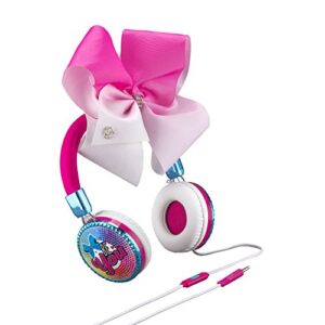 JoJo Siwa Bow Fashion Headphones with Built-in Microphone for Video Call or Zoom Meeting, Wired Headphones & Travel Pouch Designed for Fans of JoJo Siwa Gifts