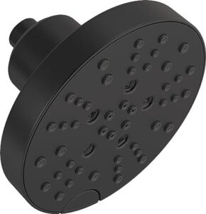 delta faucet 5-spray matte black shower head with h2okinetic technology, matte black shower head black showerhead, matte black 52664-bl
