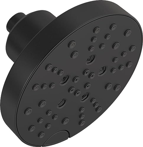 Delta Faucet 5-Spray Matte Black Shower Head with H2Okinetic Technology, Matte Black Shower Head Black Showerhead, Matte Black 52664-BL