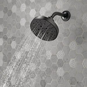 Delta Faucet 5-Spray Matte Black Shower Head with H2Okinetic Technology, Matte Black Shower Head Black Showerhead, Matte Black 52664-BL