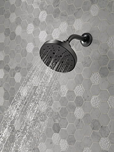 Delta Faucet 5-Spray Matte Black Shower Head with H2Okinetic Technology, Matte Black Shower Head Black Showerhead, Matte Black 52664-BL