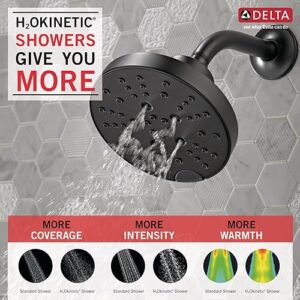 Delta Faucet 5-Spray Matte Black Shower Head with H2Okinetic Technology, Matte Black Shower Head Black Showerhead, Matte Black 52664-BL