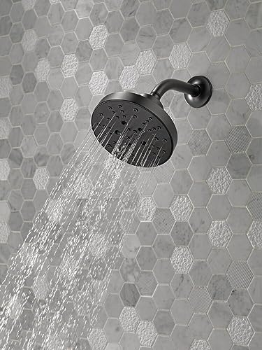 Delta Faucet 5-Spray Matte Black Shower Head with H2Okinetic Technology, Matte Black Shower Head Black Showerhead, Matte Black 52664-BL