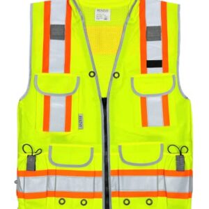 REXZUS A Reflective Safety Vest For mens Class 2 Heavy Woven Two Tone Engineer Hi Viz Safety Vest 3M Tape (Yellow, Medium)