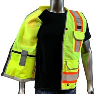 REXZUS A Reflective Safety Vest For mens Class 2 Heavy Woven Two Tone Engineer Hi Viz Safety Vest 3M Tape (Yellow, Medium)