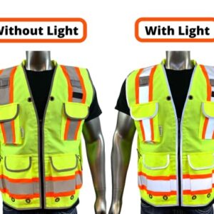 REXZUS A Reflective Safety Vest For mens Class 2 Heavy Woven Two Tone Engineer Hi Viz Safety Vest 3M Tape (Yellow, Medium)