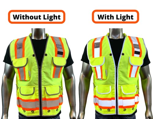 REXZUS A Reflective Safety Vest For mens Class 2 Heavy Woven Two Tone Engineer Hi Viz Safety Vest 3M Tape (Yellow, Medium)