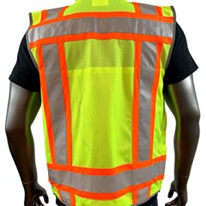 REXZUS A Reflective Safety Vest For mens Class 2 Heavy Woven Two Tone Engineer Hi Viz Safety Vest 3M Tape (Yellow, Medium)