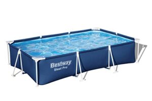 bestway steel pro 118 inch x 79 inch x 26 inch rectangular metal frame above ground outdoor backyard swimming pool, blue (pool only)