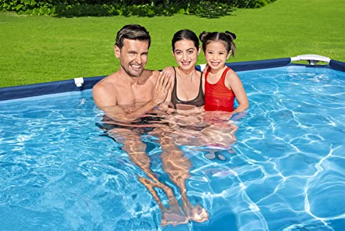 Bestway Steel Pro 118 Inch x 79 Inch x 26 Inch Rectangular Metal Frame Above Ground Outdoor Backyard Swimming Pool, Blue (Pool Only)