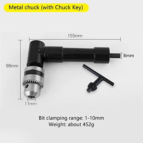 Aluminum Head Right Angle Bend Extension Chuck 90 Degree Drill Attachment Adapter 8mm Hex Shank Power Electric Drill Tool