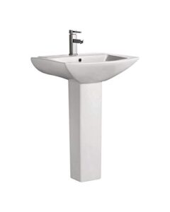 swiss madison well made forever sm-ps306 pedestal bathroom sink single faucet hole, 24" w, white