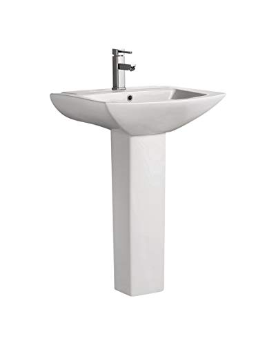 Swiss Madison Well Made Forever SM-PS306 Pedestal Bathroom Sink Single Faucet Hole, 24" W, White