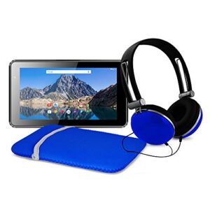 ematic 7-inch android 7.1 (nougat), quad-core 16gb tablet with folio case and headphones, blue