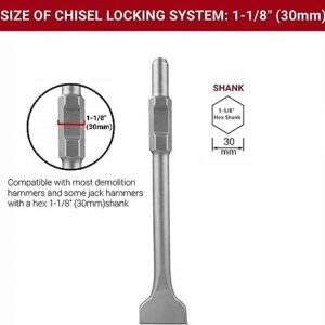 XtremepowerUS Hex Shank Replacement Chisel (Scrapping Chisel) Bit 1-1/8" Chisel Hex for Electric Demolition Jack Hammer,Silver