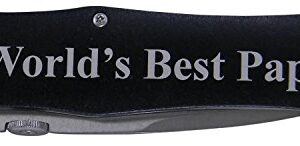 World's Best Papa Folding Pocket Knife - Great Christmas or Father's day gift for papa, grandpa (Black Handle)