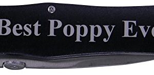 Best Poppy Ever Folding Pocket Knife - Great Gift for Father's Day, Birthday, or Christmas Gift for Dad, Grandpa, Grandfather, Papa (Black Handle)