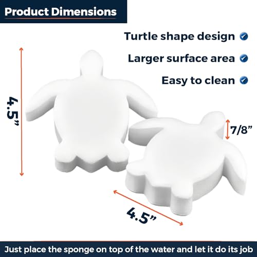 2 Pack - Turtle Oil Absorbing Sponge – for Swimming Pools Hot Tubs & Spas – Absorbs Oil Slime Grime and Scum