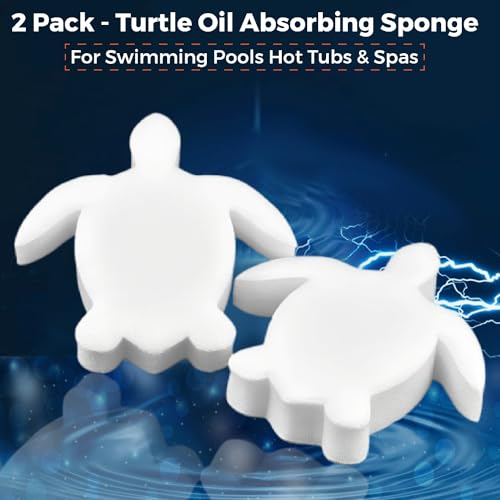 2 Pack - Turtle Oil Absorbing Sponge – for Swimming Pools Hot Tubs & Spas – Absorbs Oil Slime Grime and Scum