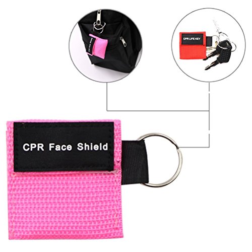 LSIKA-Z Pack of 5pcs CPR Face Shield Mask Keychain Ring Emergency Kit CPR Face Shields for First Aid or CPR Training (Black-5)