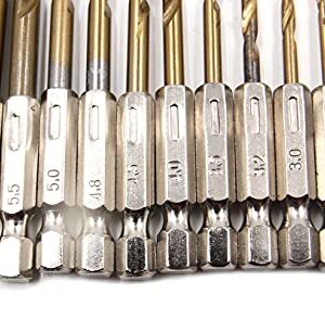 Driak 13pc Metric Hex Shank Quick Change Titanium Coated HHS Twist Drill Bits Set for Power Tools (1.5-6.5mm)