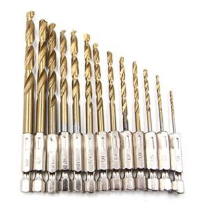 Driak 13pc Metric Hex Shank Quick Change Titanium Coated HHS Twist Drill Bits Set for Power Tools (1.5-6.5mm)