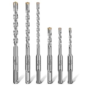 S&R Carbide Drill Bit Set SDS-Plus for Concrete, Granite, Stone. Drill Bit Set 6 Pieces 5, 6, 8 x 110 mm; 6, 8, 10 x 160 mm in Plastic Box - Hammer Drill and Impact Drill Bits