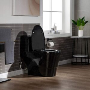 WOODBRIDGEE One Piece Toilet with Soft Closing Seat, Chair Height, 1.28 GPF Dual, Water Sensed, 1000 Gram MaP Flushing Score Toilet, T-0015