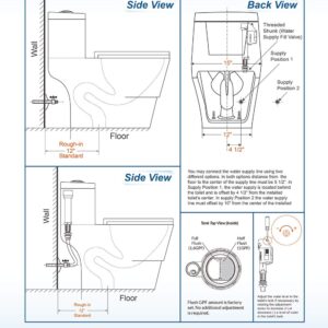 WOODBRIDGEE One Piece Toilet with Soft Closing Seat, Chair Height, 1.28 GPF Dual, Water Sensed, 1000 Gram MaP Flushing Score Toilet, T-0015